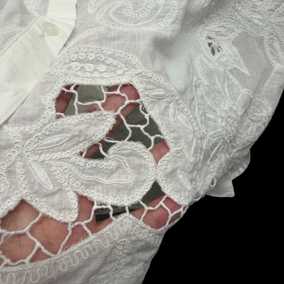 Maeve by Anthropologie White Eyelet Embroidered Button-Up Blouse Size X-Large - Picture 12 of 12